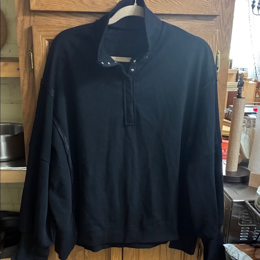 SHEIN Black Snap Button Women's Pullover